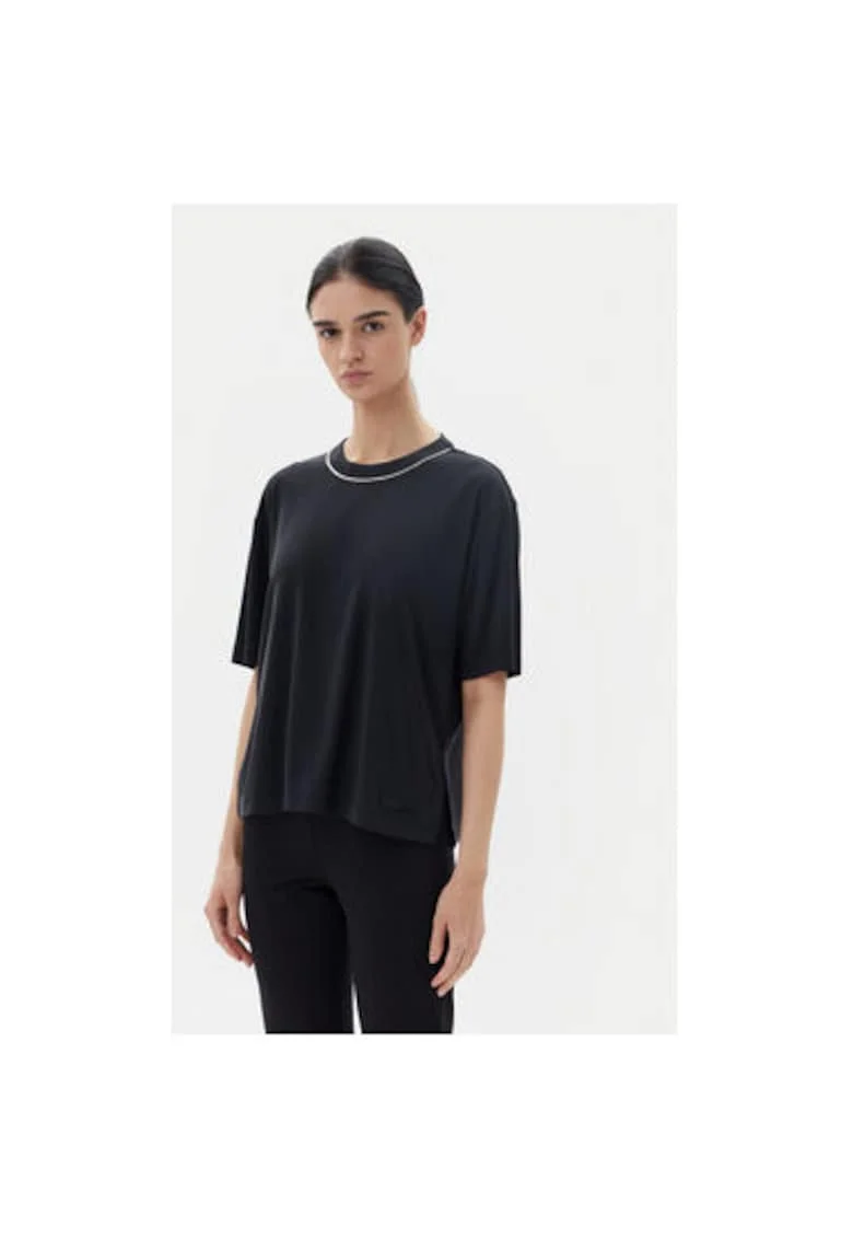 Tricou dama  Emporio Armani, 7W000340 AF12956, Modal/Poliester, Negru, Negru