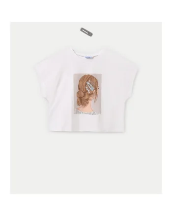 Tricou fete  6021, Bumbac, Ecru, Ecru