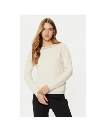 Pulover dama,  305165169, Acril/Poliamida, Bej, Bej