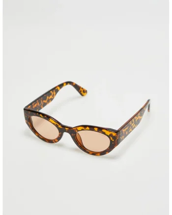 Ochelari de soare  cat-eye rame groase maro, lentile maro, protectie UV 400,