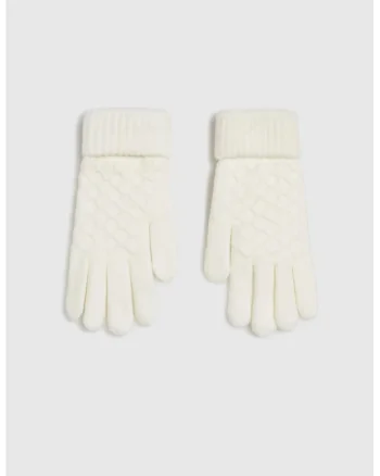 Manusi femei  ecru, acrilic, model decorativ, ONE SIZE