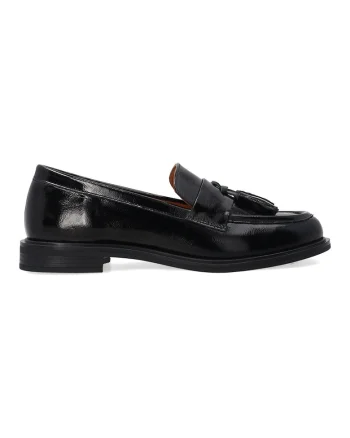 Pantofi loafer din piele lacuita cu ciucuri