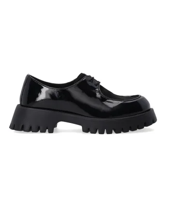 Pantofi casual din piele lacuita si piele intoarsa