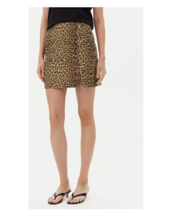 Fusta  cu print leopard, Maro
