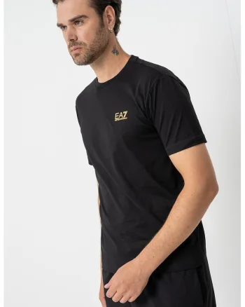 Tricou cu model uni Gircollo, Auriu/Negru