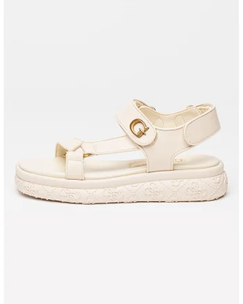 Sandale flatform cu velcro, Alb fildes