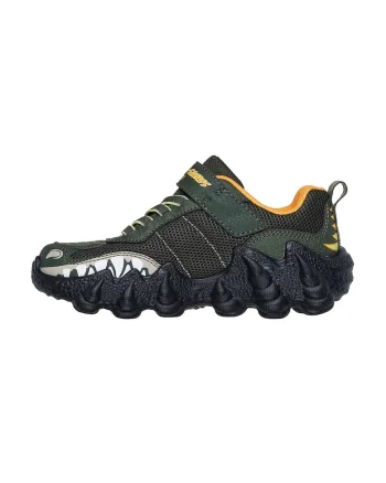 Pantofi sport Skech O Saurus Lights de piele ecologica cu model grafic, Verde/Negru