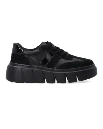 Pantofi sport flatform din piele si piele intoarsa