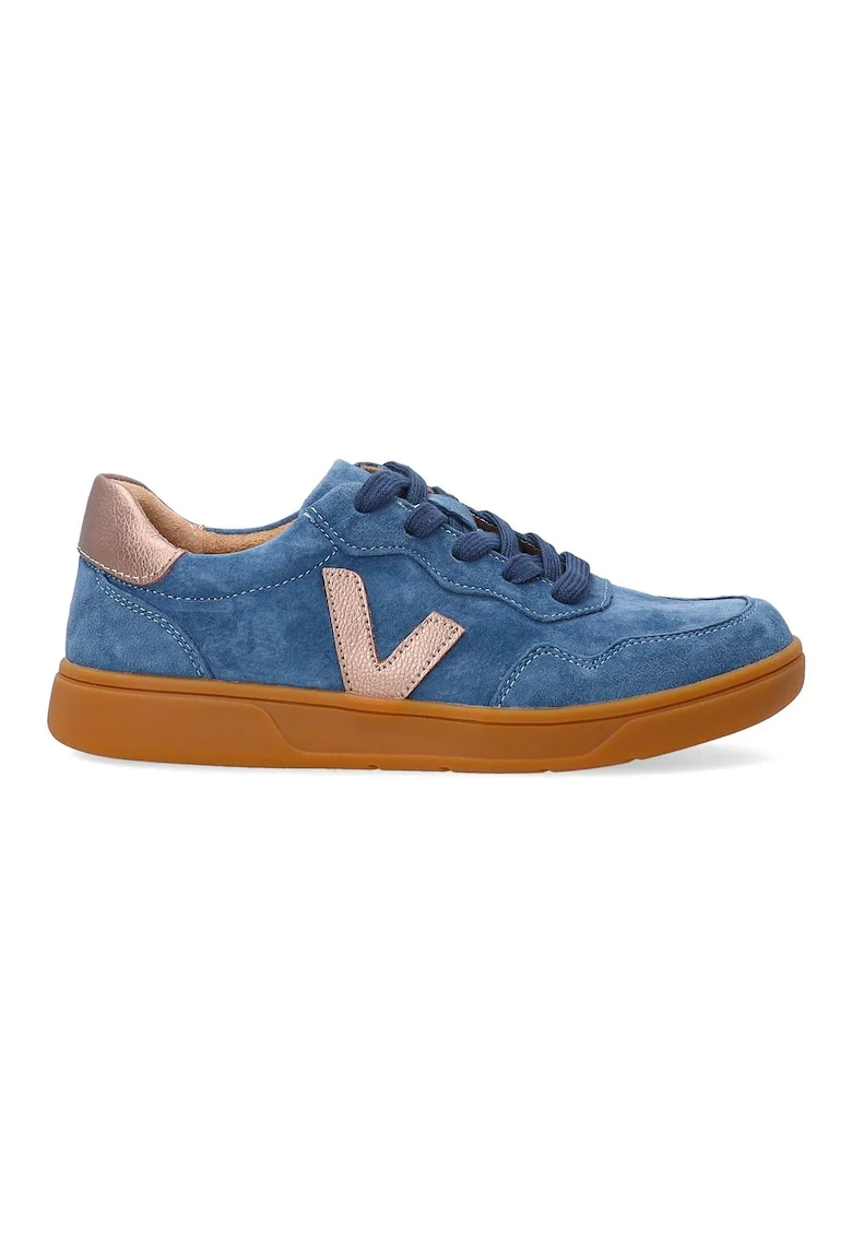 Pantofi sport din piele intoarsa cu garnituri din piele, Albastru