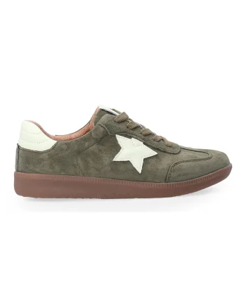 Pantofi sport din piele intoarsa cu detaliu cu stea, Verde