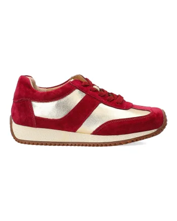 Pantofi sport din piele intoarsa cu insertii metalizate, Auriu
