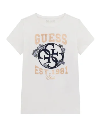 Tricou cu imprimeu logo, Auriu/Alb fildes/Bleumarin