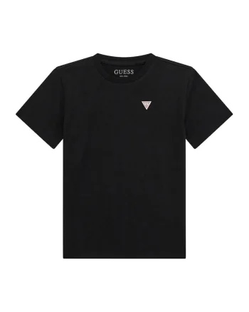 Tricou din bumbac cu decolteu la baza gatului, Negru
