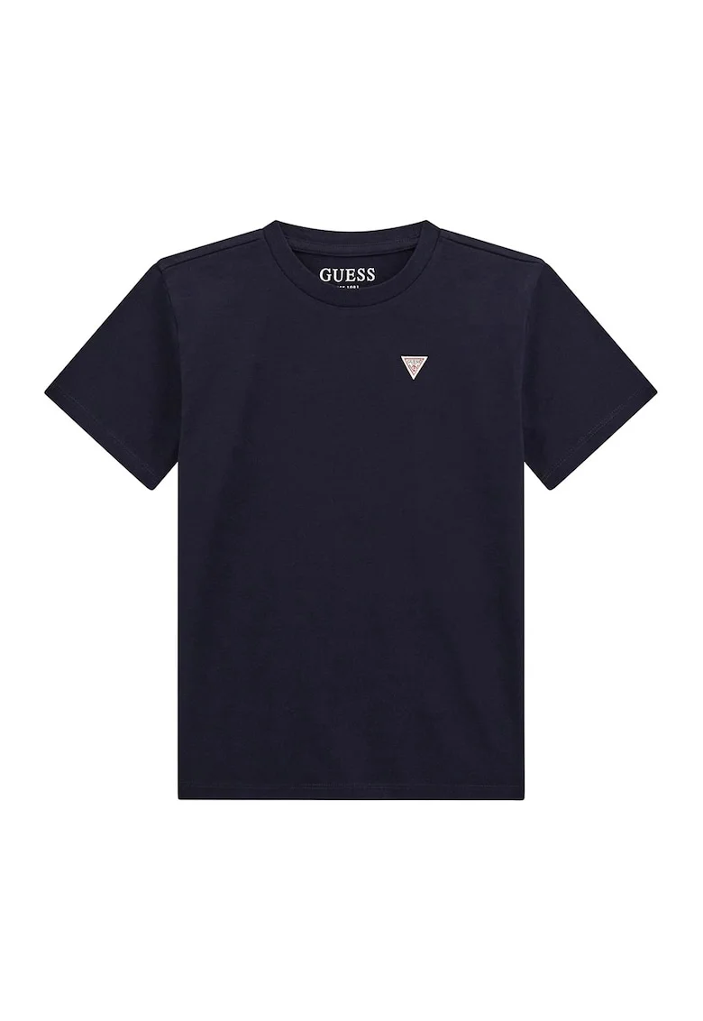 Tricou din bumbac cu decolteu la baza gatului, Albastru ultramarin
