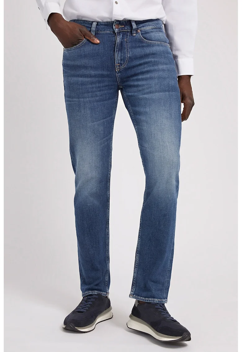Blugi slim fit cu aspect decolorat Angels, Albastru inchis/Alb murdar