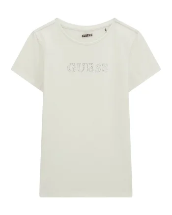 Tricou cu aplicatii din strasuri, Alb murdar/Argintiu