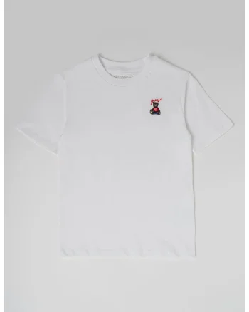 Tricou cu detaliu brodat, Rosu/Alb/Maro inchis