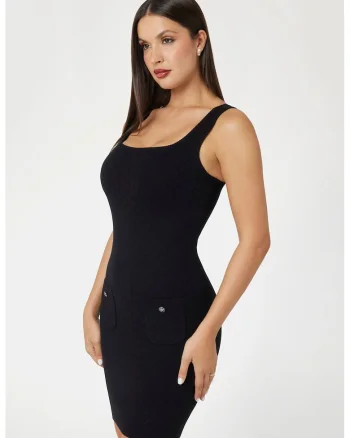 Rochie scurta cu croiala cambrata, Negru stins