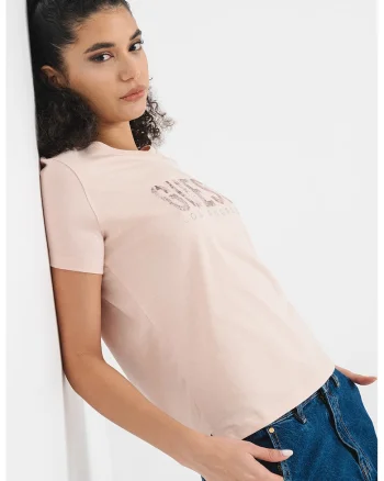 Tricou cu logo, Roz pal