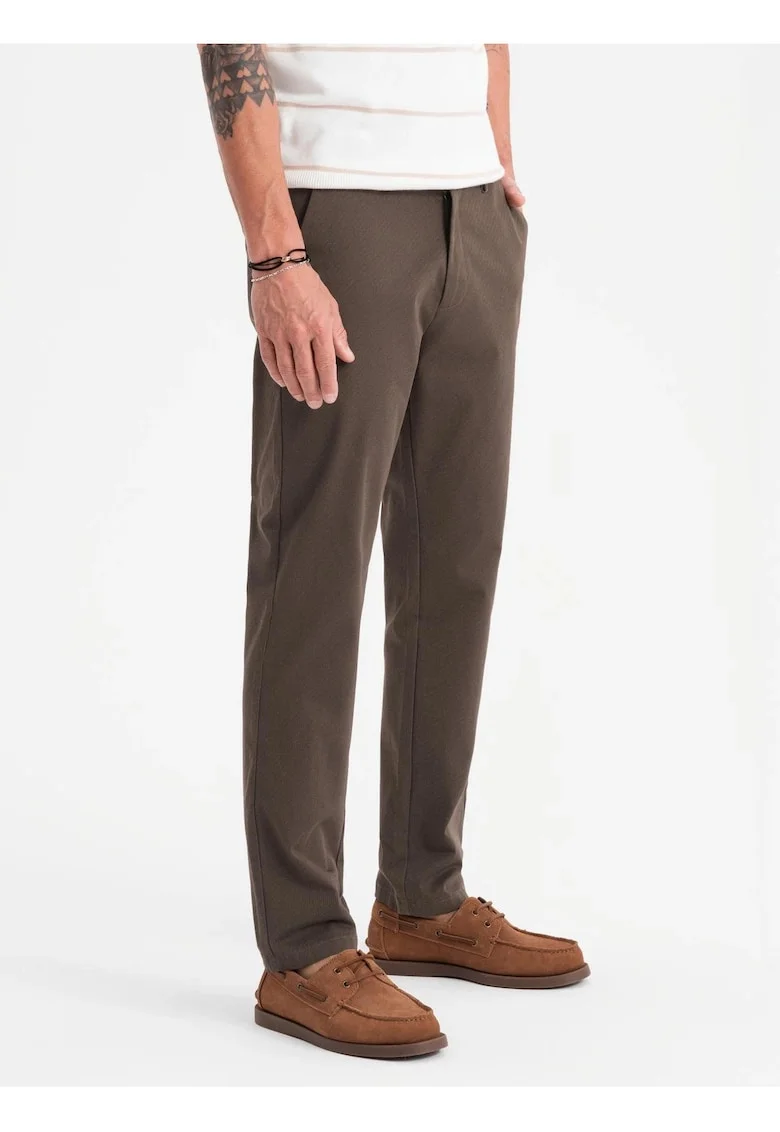 Pantaloni chino REGULAR FIT cu textura delicata  OM-PACP-0184, Maro