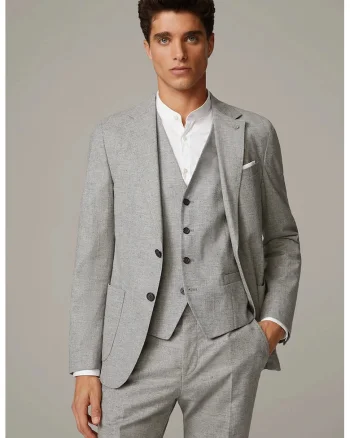 Sacou regular fit cu inchidere la un singur rand de nasturi STR2, Gri