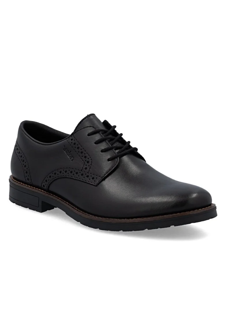 Pantofi joși clasici din piele neagră pentru bărbați Rieker 14642-00