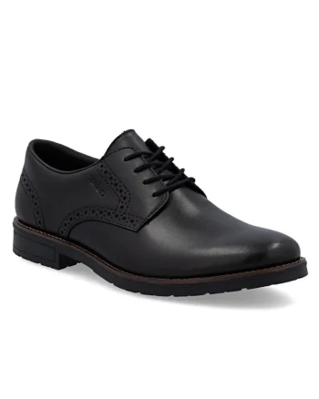 Pantofi joși clasici din piele neagră pentru bărbați Rieker 14642-00