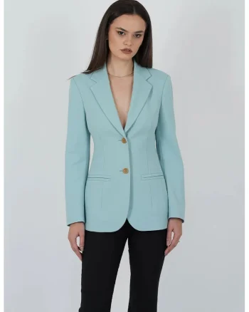 Sacou mulat pe corp cu inchidere la un singur rand de nasturi, Verde