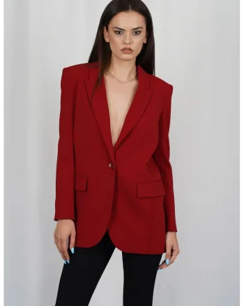 Sacou regular fit cu buzunare frontale, Rosu