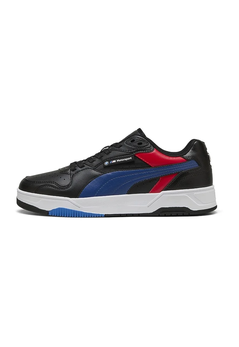 Pantofi sport din piele ecologica cu detalii BMW, Negru/Albastru
