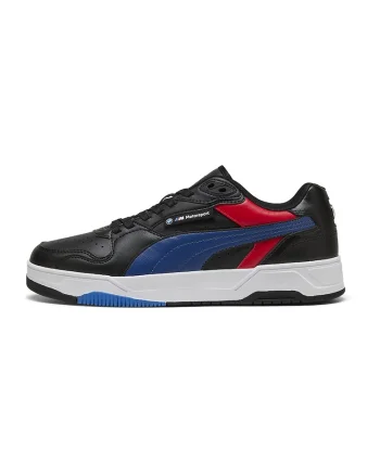 Pantofi sport din piele ecologica cu detalii BMW, Negru/Albastru