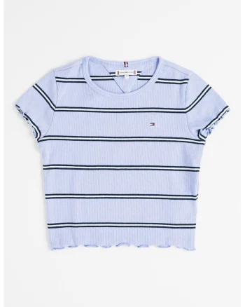 Tricou crop slim fit Essential, Alb/Albastru ultramarin/Lila