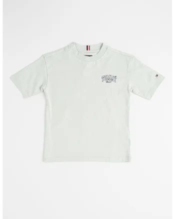 Tricou cu imprimeu logo si decolteu la baza gatului Varsity, Albastru ultramarin/Verde deschis