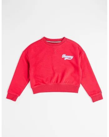 Bluza de trening din bumbac organic cu logo, Roz zmeuriu
