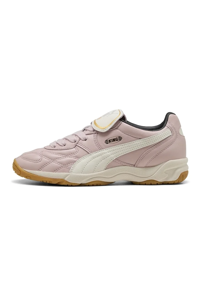 Pantofi sport King de piele cu logo, Roz prafuit