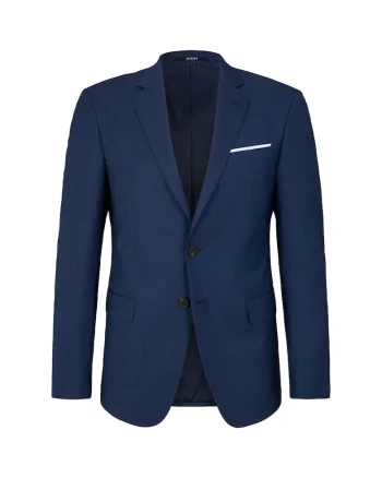 Sacou regular fit cambrat cu inchidere la un singur rand de nasturi, Albastru,
