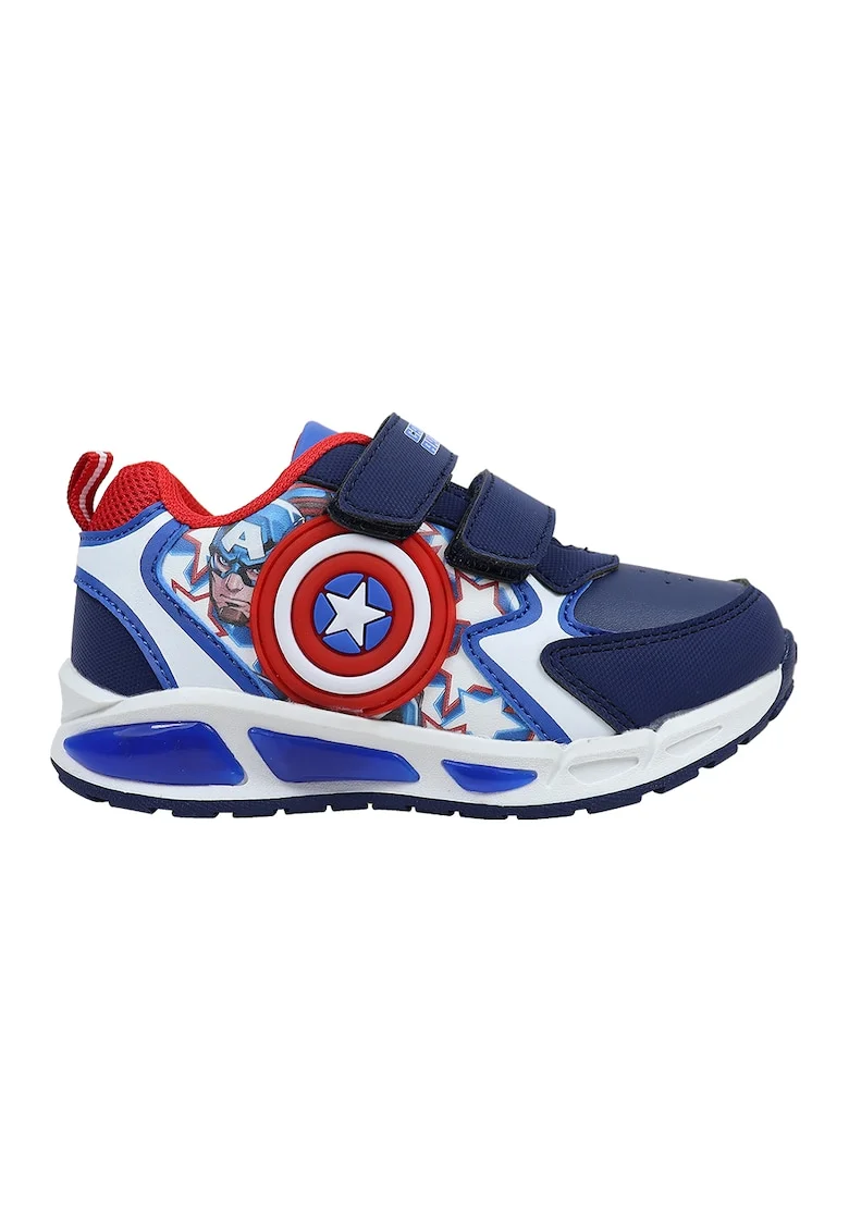 Pantofi sport cu velcro Captain America, Albastru inchis/Rosu vermillion