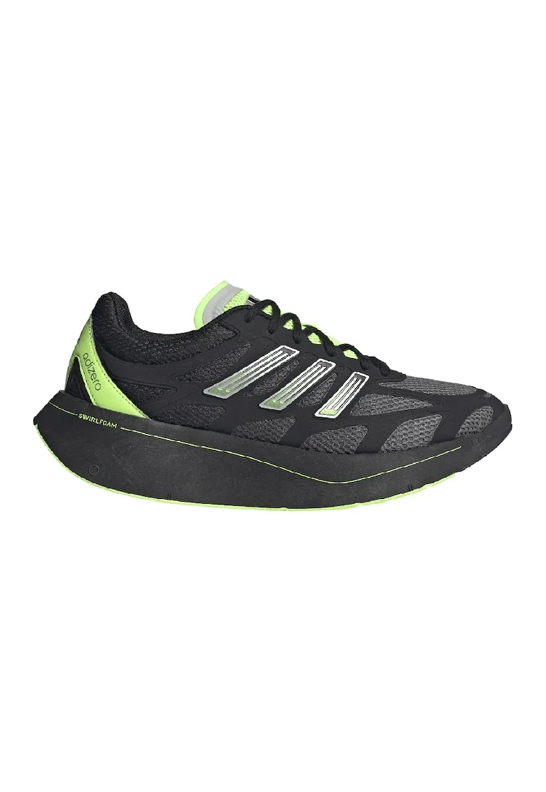 Pantofi sport din piele ecologica cu insertii din plasa Adizero Aruku, Negru/Verde lime