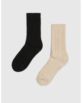Pachet de 2 sosete lungi  bej si negru, 37-40