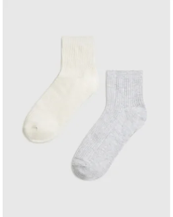 Ciorapi femei  2-pack, bej, 37-40, bumbac respirabil, forma lunga