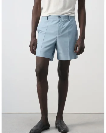 Pantaloni scurti Chino din bumbac si lyocell, Albastru pastel