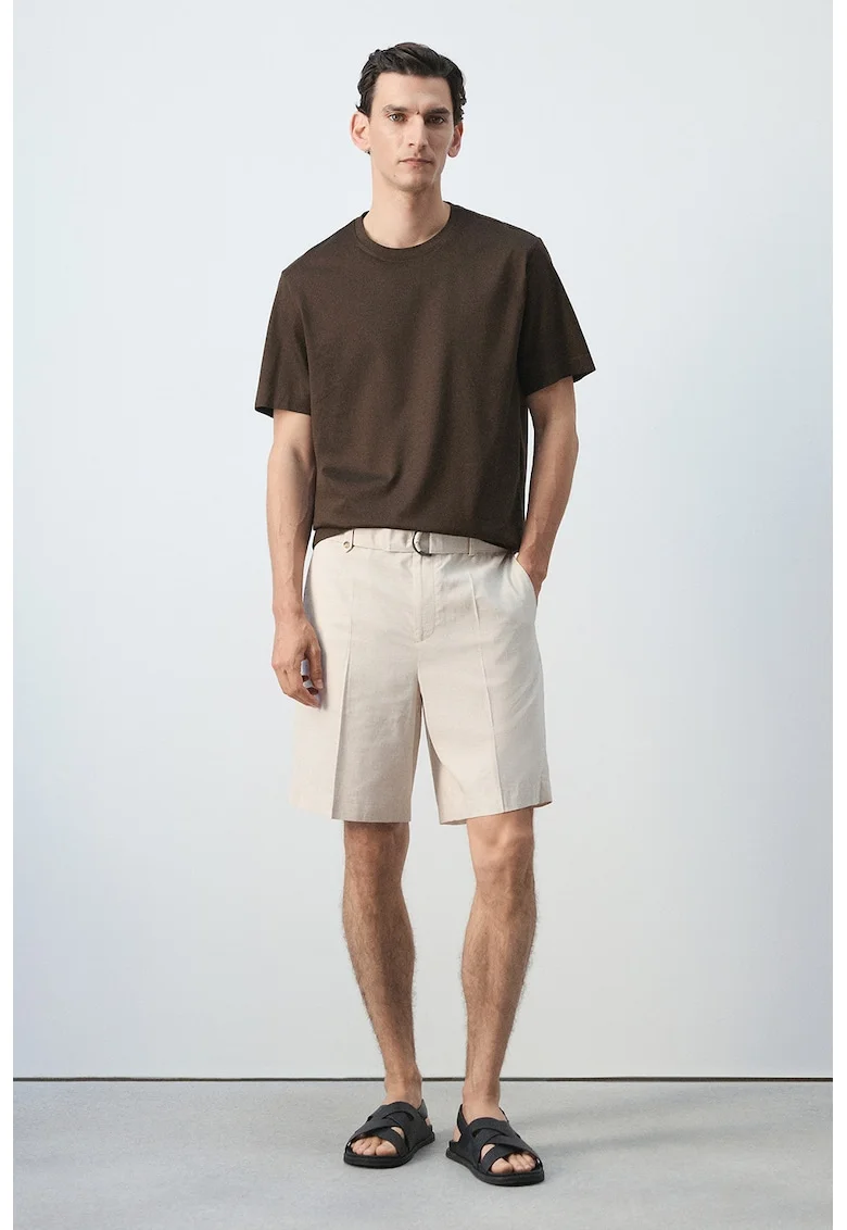 Tricou reagular-fit cu decolteu la baza gatului, Maro inchis