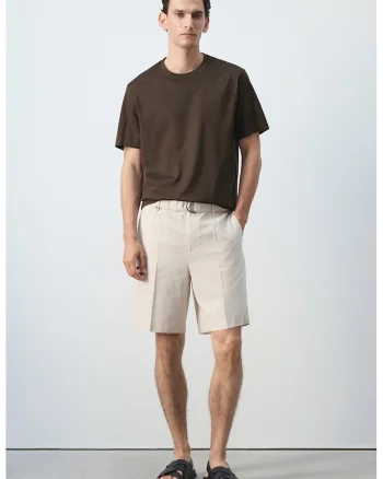 Tricou reagular-fit cu decolteu la baza gatului, Maro inchis
