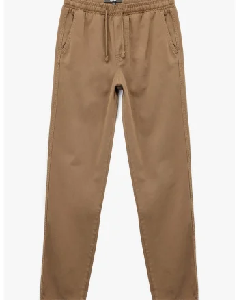 Pantaloni cu talie medie si snur de ajustare, Caramel