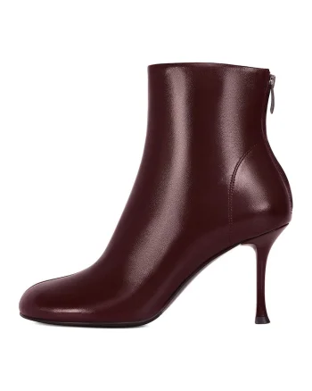 Botine uni cu toc stiletto, Visiniu