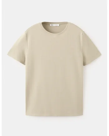 Tricou uni din bumbac, Bej
