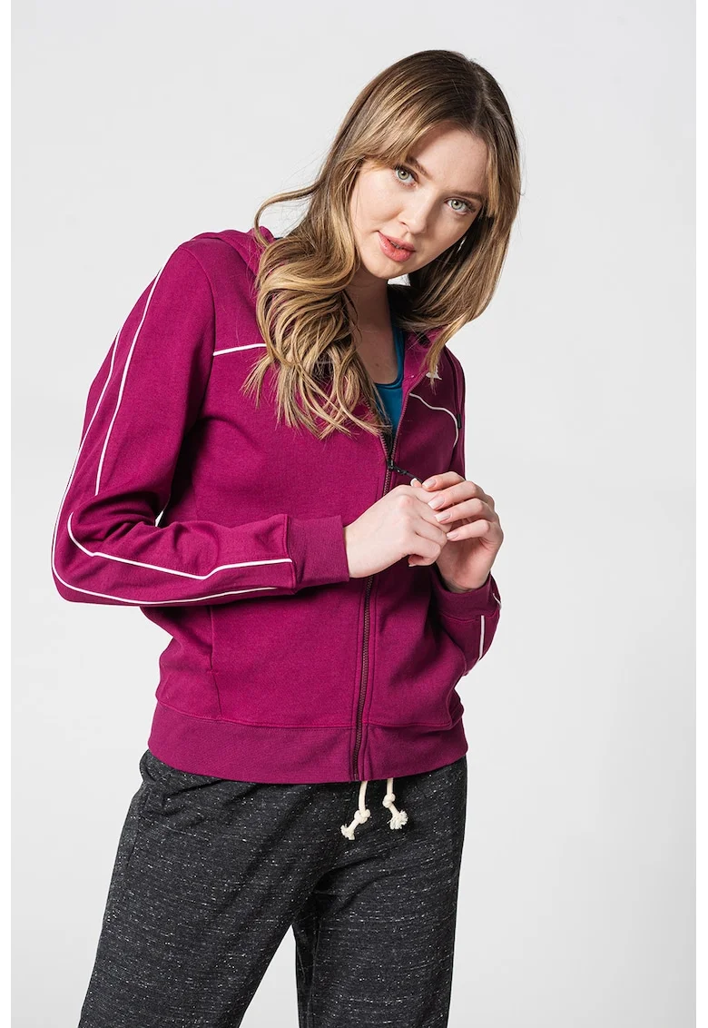 Hanorac cu fermoar si buzunare laterale Millennium Sportswear, Violet/Alb murdar