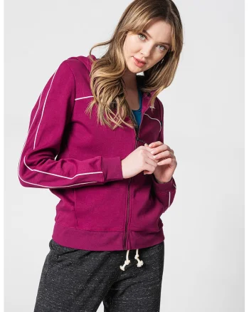Hanorac cu fermoar si buzunare laterale Millennium Sportswear, Violet/Alb murdar