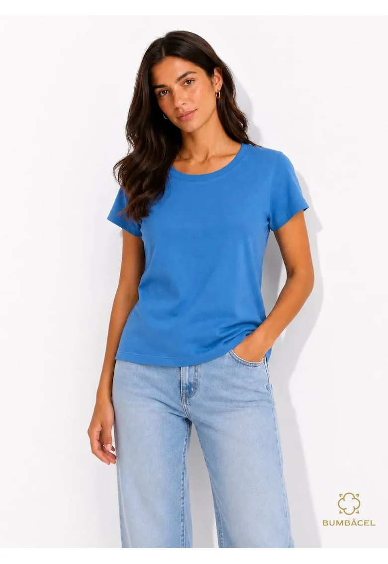 Tricou dama din bumbac pentru tinute casual, Albastru deschis