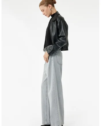 Blugi drepti relaxed fit, Gri deschis